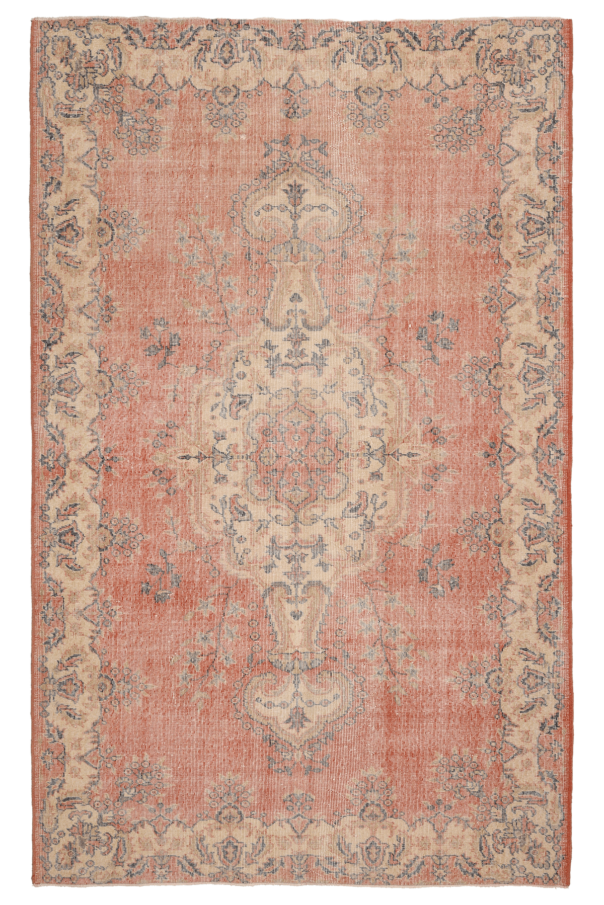 Vintage Isparta Turkish Area Rug 5x9 ft — Green & Beige Floral (No. 40651)