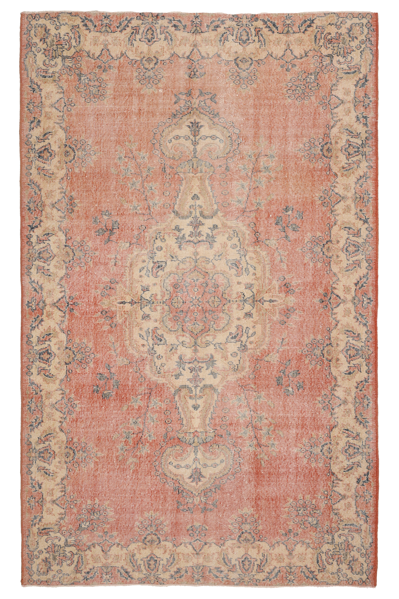 Vintage Isparta Turkish Area Rug 5x9 ft — Green & Beige Floral (No. 40651)