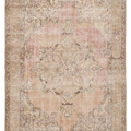 Vintage Isparta Turkish Area Rug 6x9 ft — Beige Floral (No. 40659)