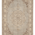 Vintage Isparta Turkish Area Rug 5x9 ft — Gray & Beige Floral