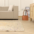 Vintage Manisa Turkish Area Rug 5x9 ft — Beige & Orange Floral