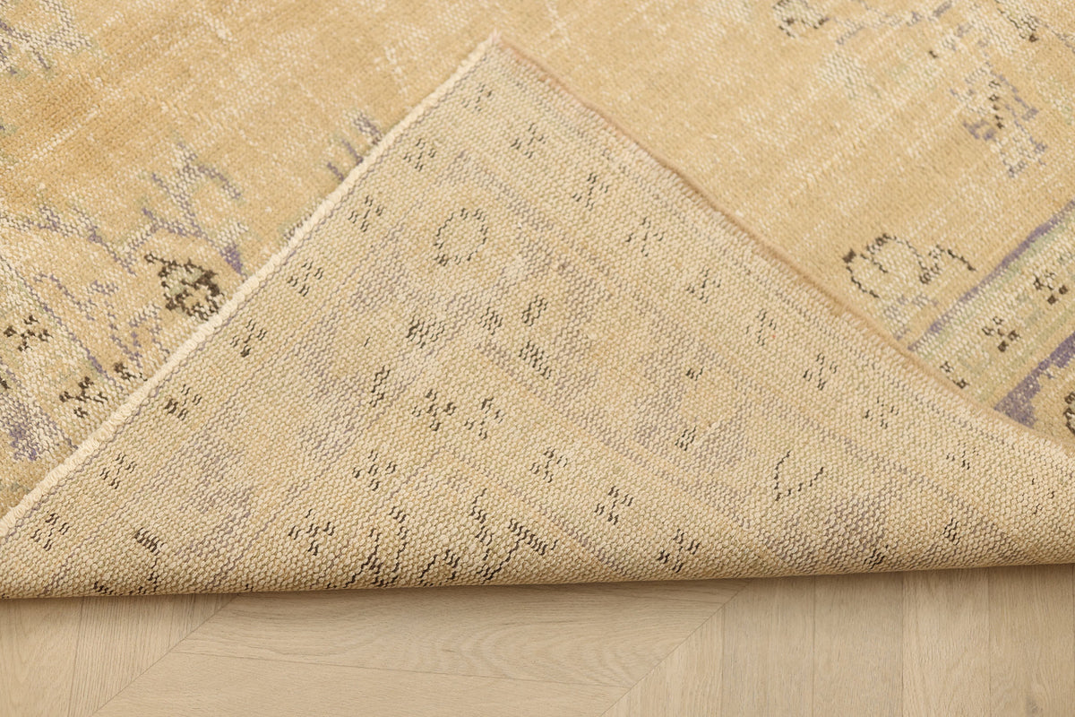 Vintage Manisa Turkish Area Rug 5x9 ft — Beige & Orange Floral