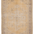 Vintage Manisa Turkish Area Rug 5x9 ft — Beige & Orange Floral