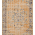 Vintage Manisa Turkish Area Rug 6x9 ft — Orange & Blue Distressed (No. 40666)
