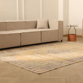 Vintage Manisa Turkish Area Rug 6x9 ft — Orange & Blue Distressed (No. 40666)