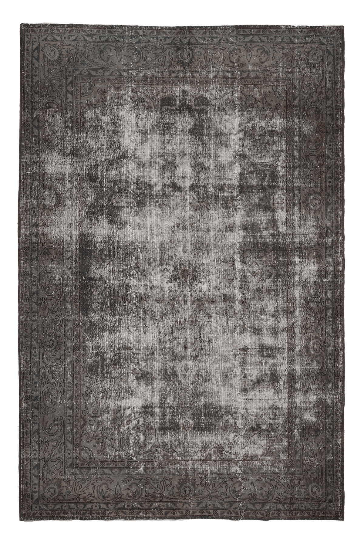 Vintage Isparta Turkish Area Rug 6x10 ft — Gray Overdyed (No. 40668)