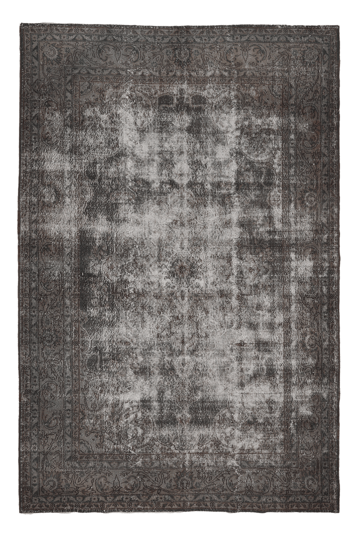 Vintage Isparta Turkish Area Rug 6x10 ft — Gray Overdyed (No. 40668)