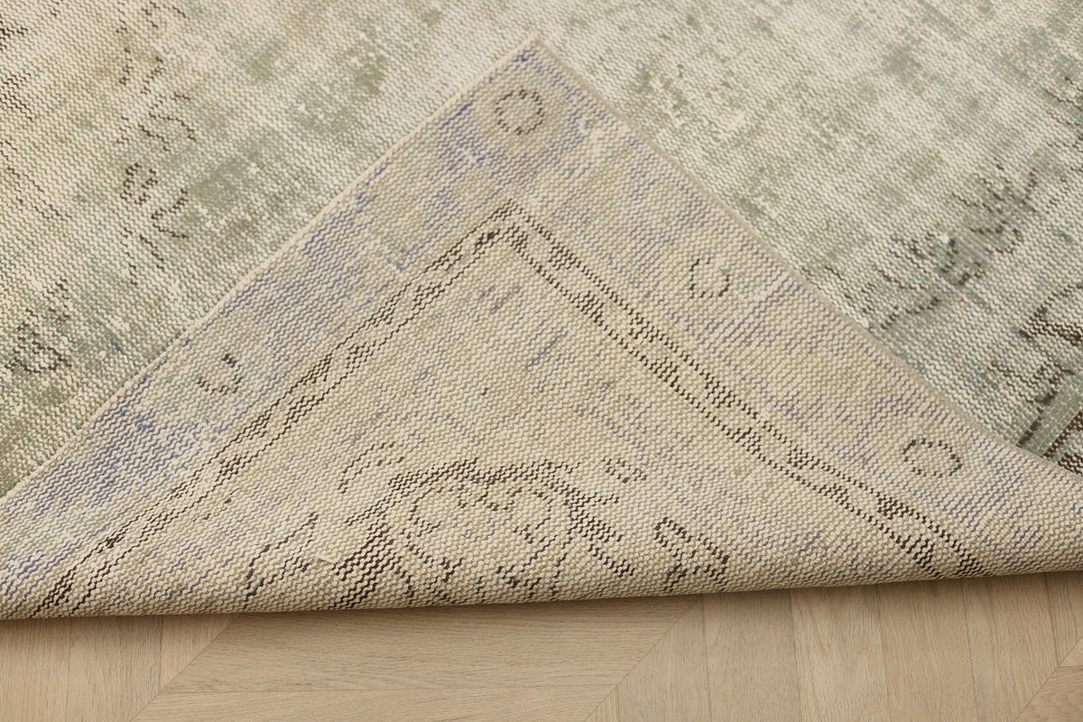 Vintage Manisa Turkish Area Rug 5x9 ft — Blue & White Overdyed (No. 40670)