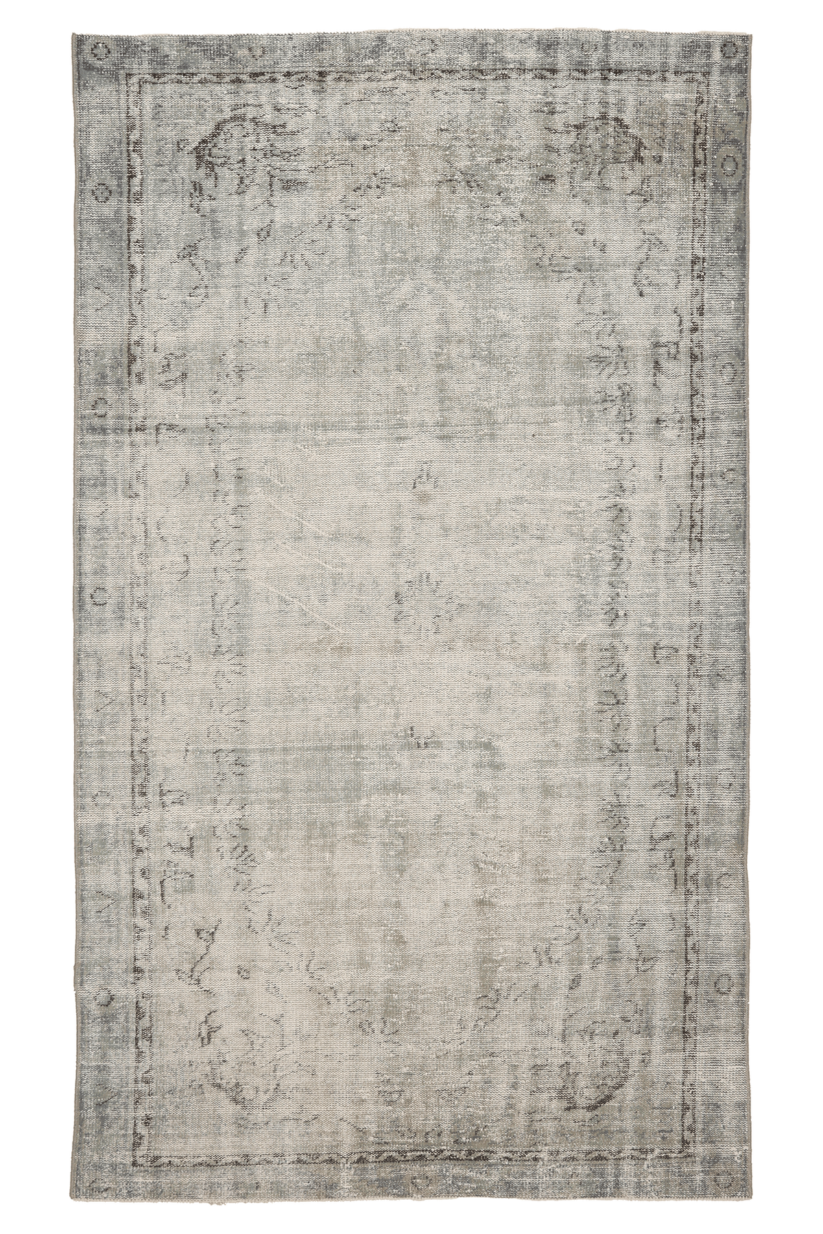 Vintage Manisa Turkish Area Rug 5x9 ft — Blue & White Overdyed (No. 40670)