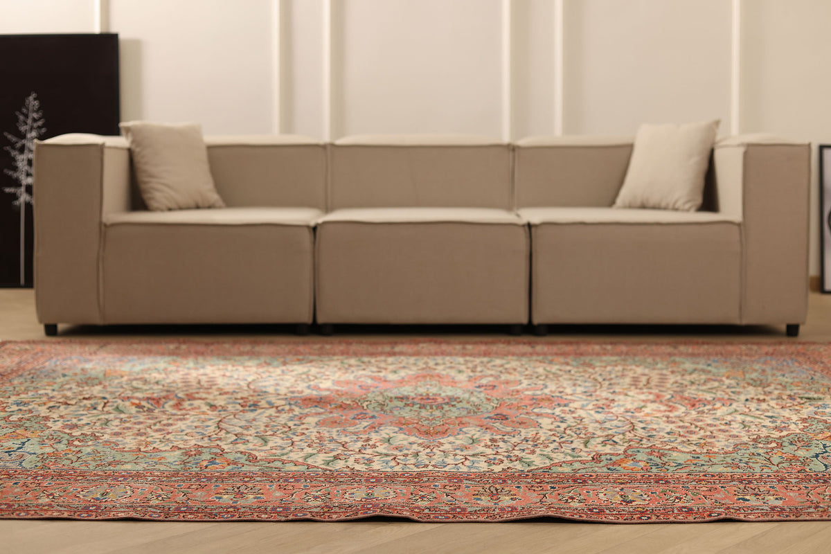 Vintage Isparta Turkish Area Rug 6x9 ft — Brown & Yellow Floral