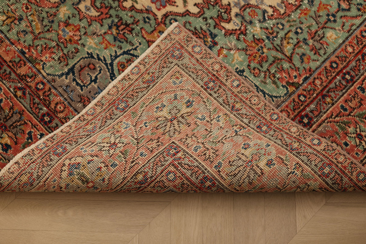Vintage Isparta Turkish Area Rug 6x9 ft — Brown & Yellow Floral