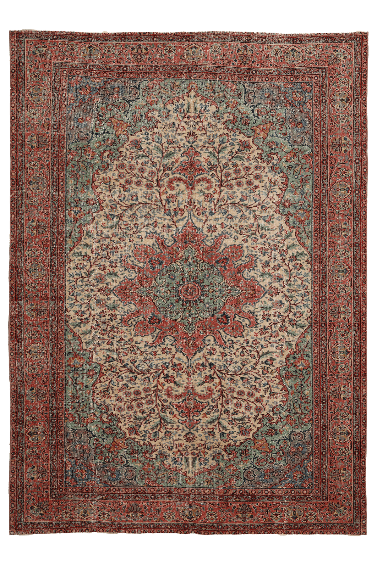 Vintage Isparta Turkish Area Rug 6x9 ft — Brown & Yellow Floral