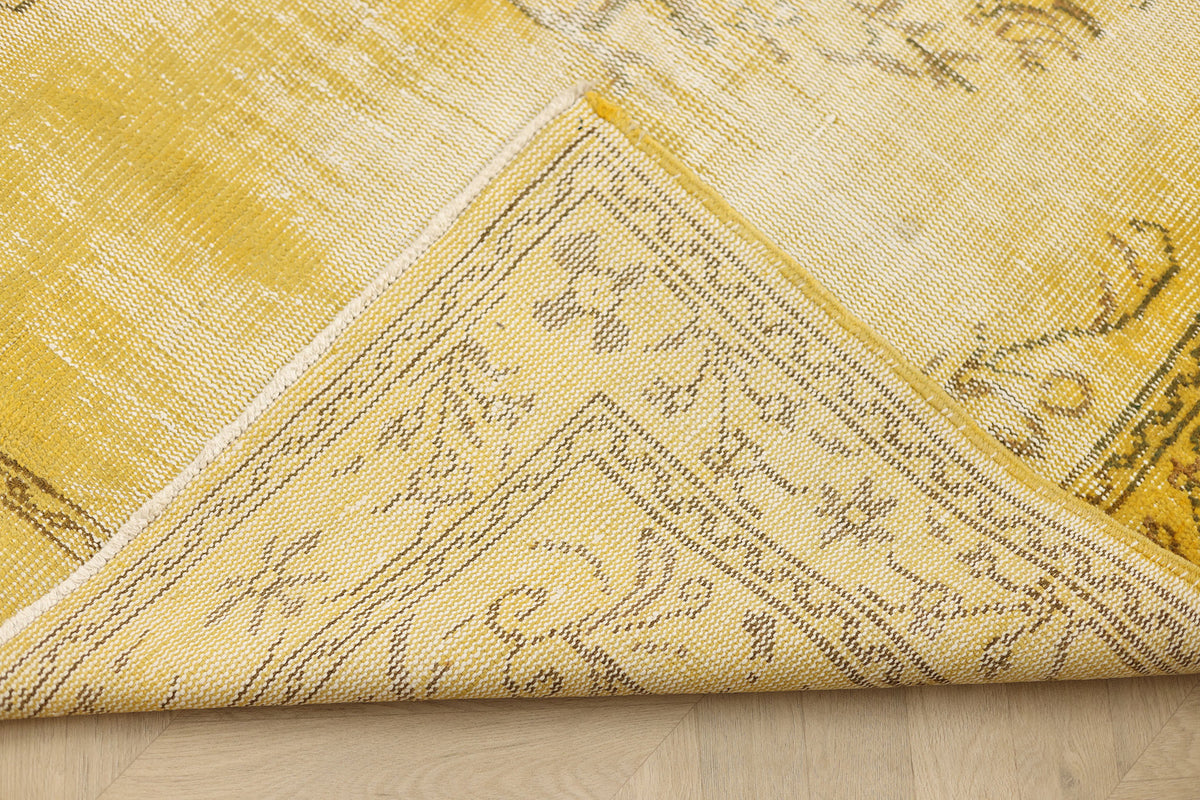 Vintage Manisa Turkish Area Rug 5x7 ft — Yellow Overdyed