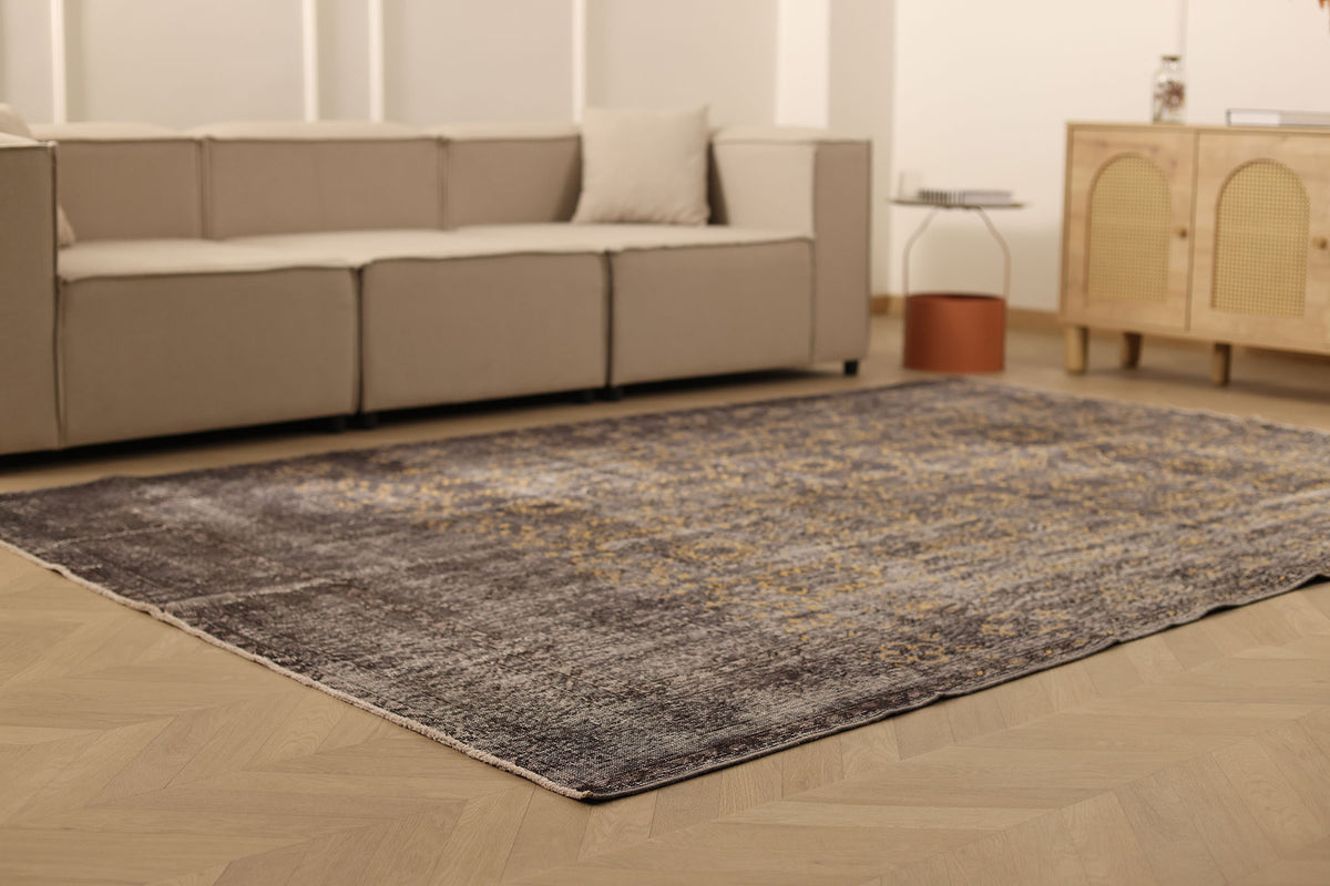 Vintage Isparta Turkish Area Rug 7x10 ft — Beige & Brown Floral (No. 40673)