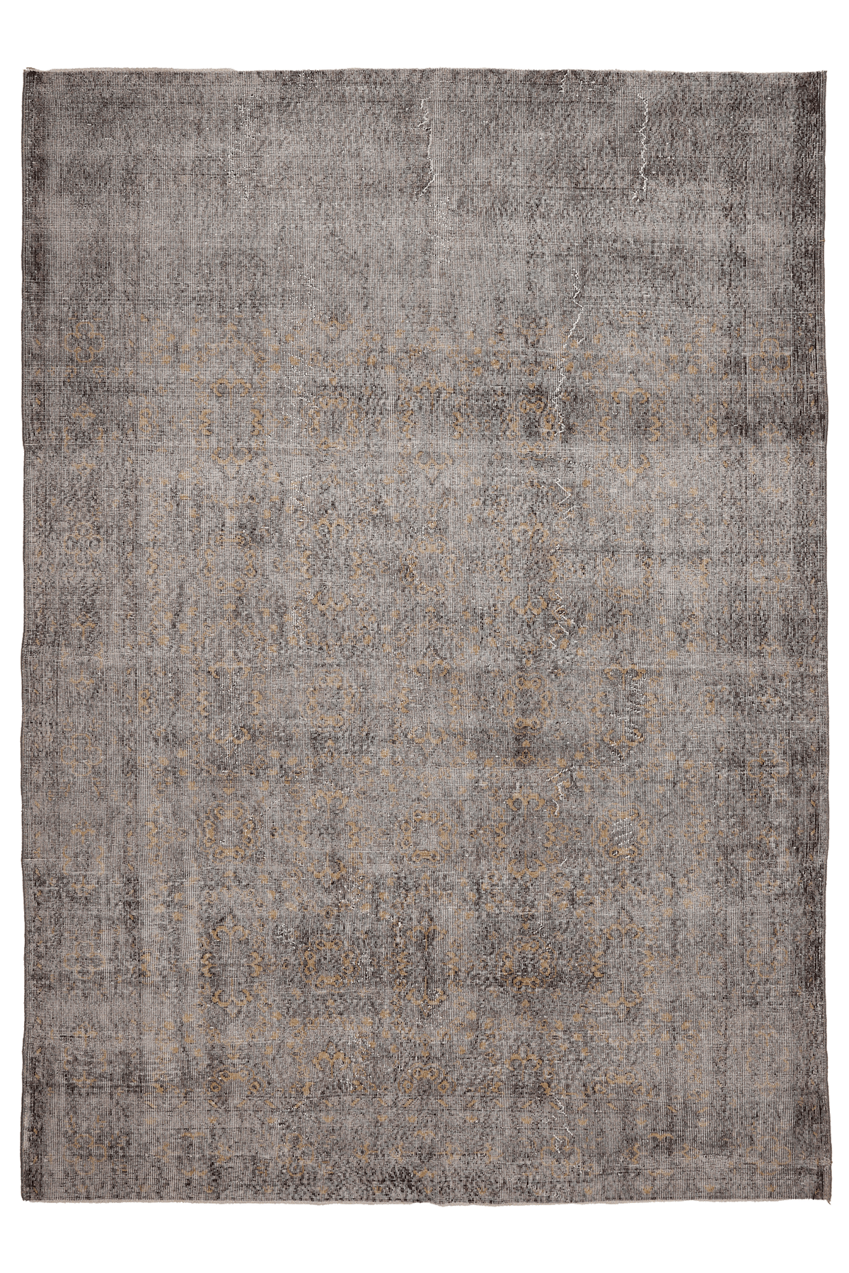 Vintage Isparta Turkish Area Rug 7x10 ft — Beige & Brown Floral (No. 40673)