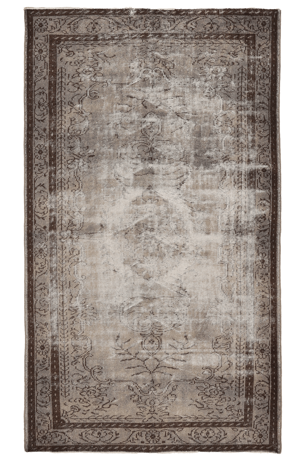 Vintage Manisa Turkish Area Rug 5x8 ft — Gray Floral