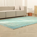 Vintage Manisa Turkish Area Rug 5x9 ft — Blue Floral