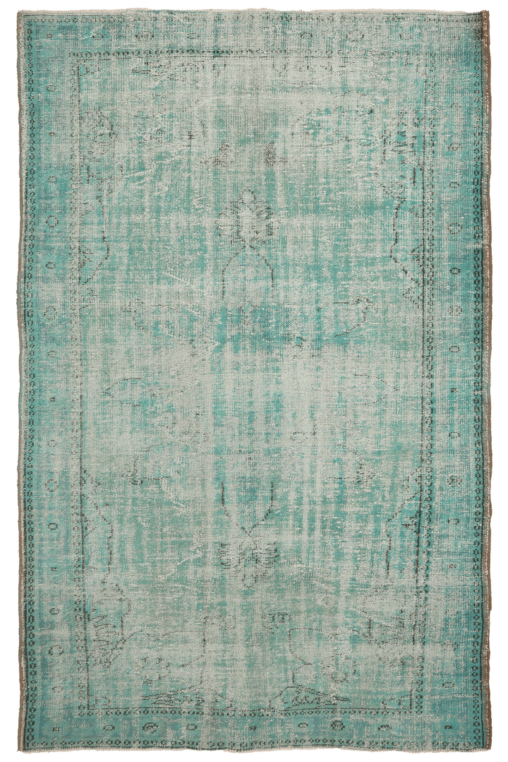 Vintage Manisa Turkish Area Rug 5x9 ft — Blue Floral