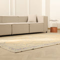 Vintage Manisa Turkish Area Rug 6x9 ft — Beige Floral (No. 40691)