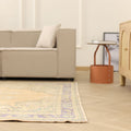 Vintage Manisa Turkish Area Rug 6x9 ft — Beige Floral (No. 40691)
