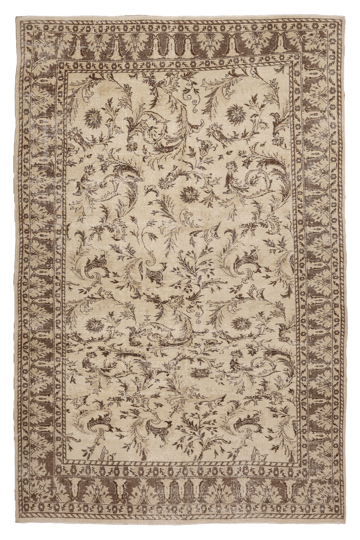 Vintage Isparta Turkish Area Rug 6x10 ft — Orange & Brown Floral (No. 40694)