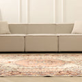 Vintage Isparta Turkish Area Rug 5x9 ft — Beige & Red Floral (No. 40695)