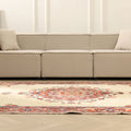 Vintage Isparta Turkish Area Rug 5x9 ft — Beige & Red Floral (No. 40698)