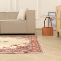 Vintage Isparta Turkish Area Rug 5x9 ft — Beige & Red Floral (No. 40698)