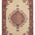 Vintage Isparta Turkish Area Rug 5x9 ft — Beige & Red Floral (No. 40698)