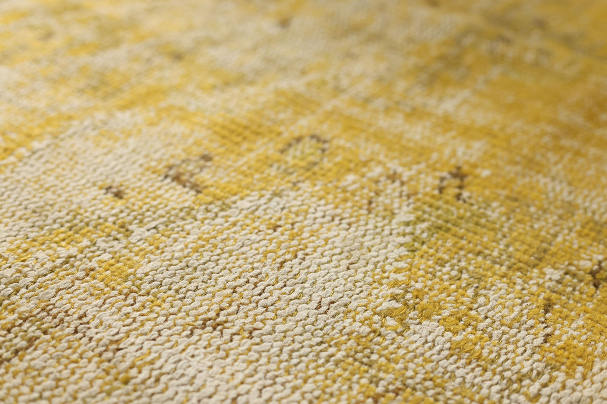 Vintage Manisa Turkish Area Rug 6x9 ft — Yellow Floral