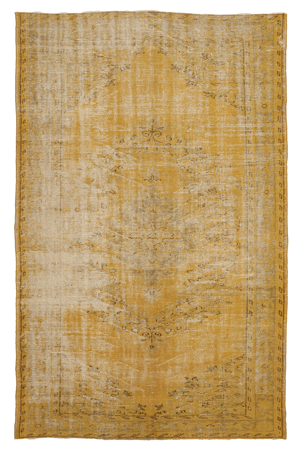 Vintage Manisa Turkish Area Rug 6x9 ft — Yellow Floral