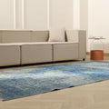 Vintage Isparta Turkish Area Rug 5x10 ft — Blue Floral