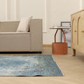 Vintage Isparta Turkish Area Rug 5x10 ft — Blue Floral