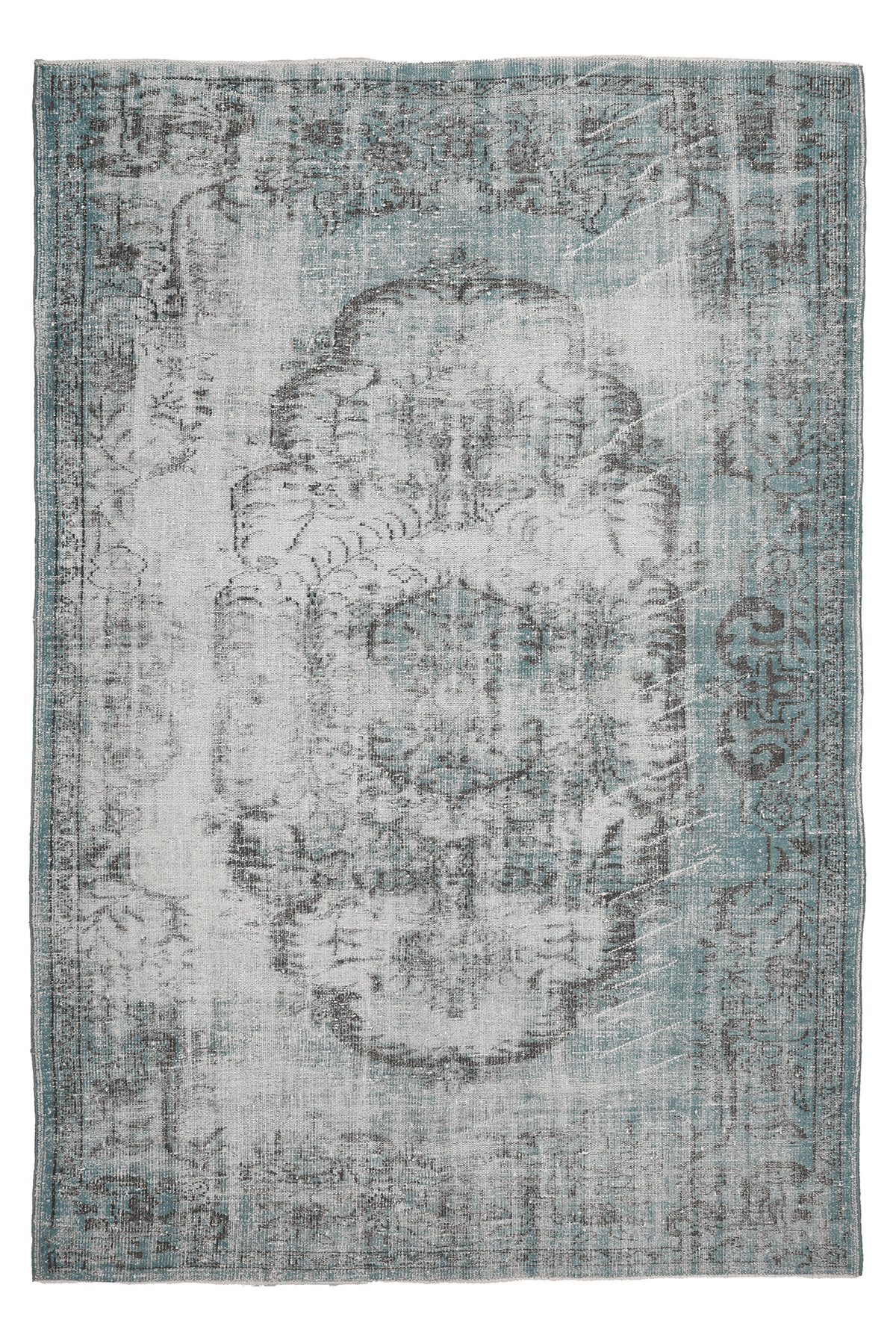 Vintage Manisa Turkish Area Rug 6x9 ft — Blue Floral