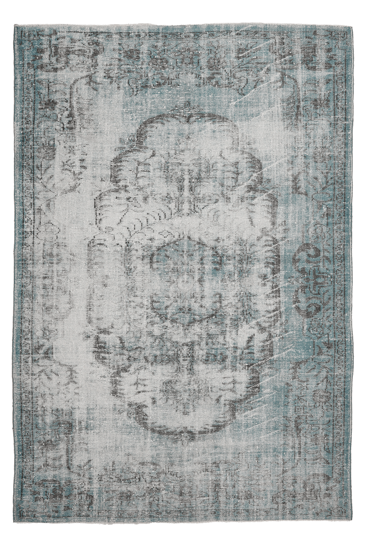 Vintage Manisa Turkish Area Rug 6x9 ft — Blue Floral