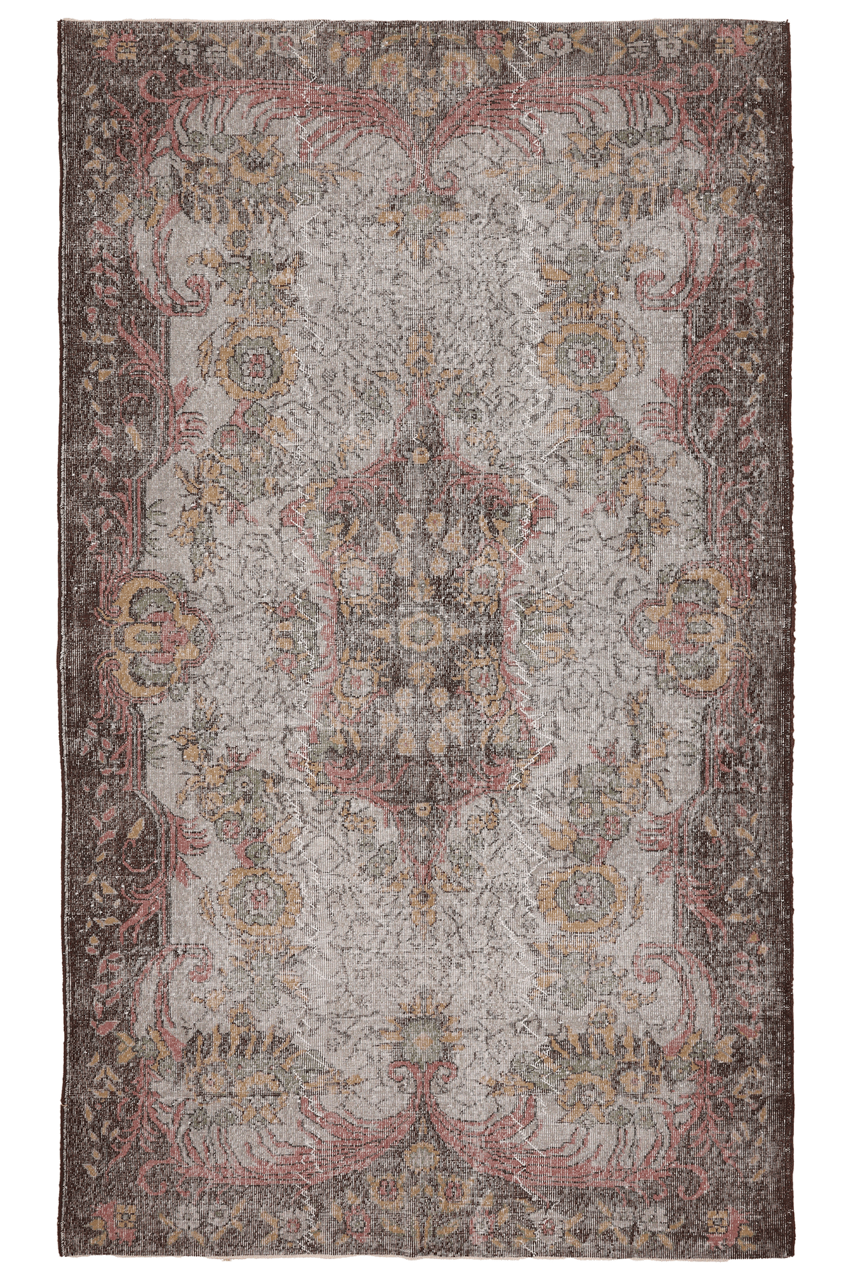 Vintage Isparta Turkish Area Rug 5x10 ft — Gray Floral