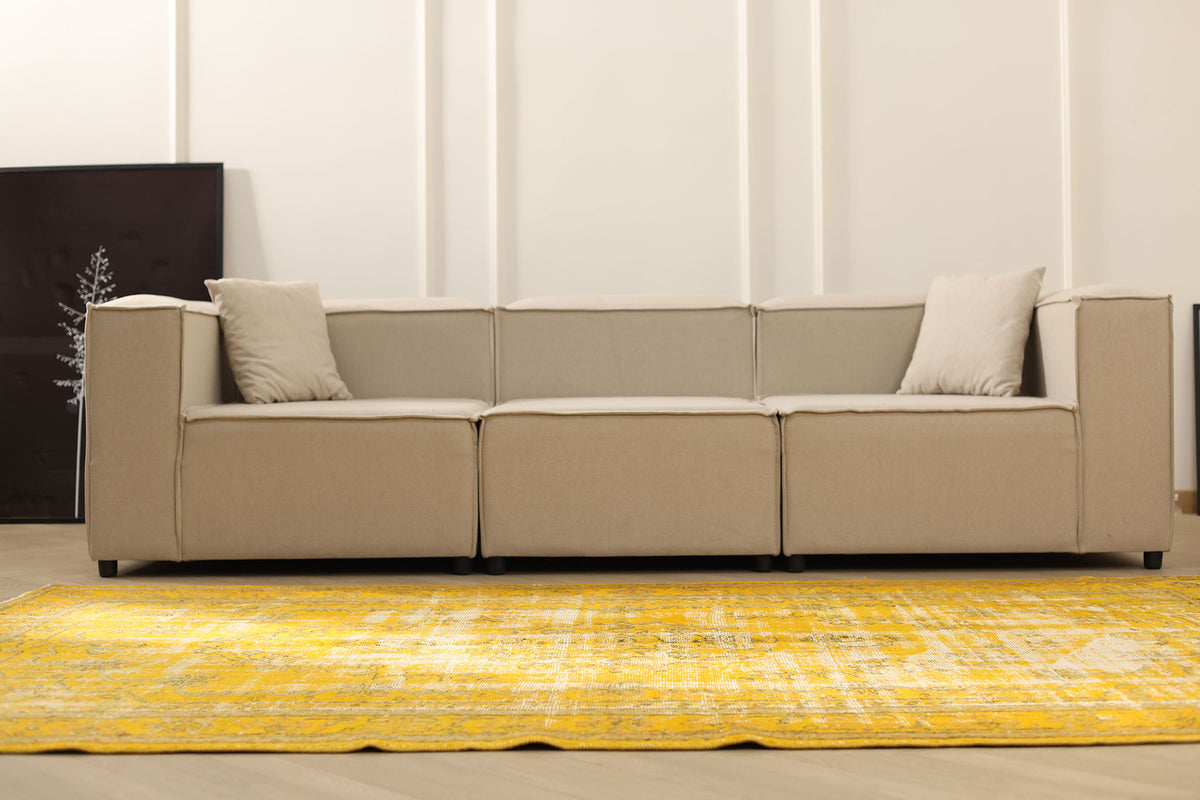 Vintage Manisa Turkish Area Rug 5x9 ft — Yellow Overdyed (No. 40717)