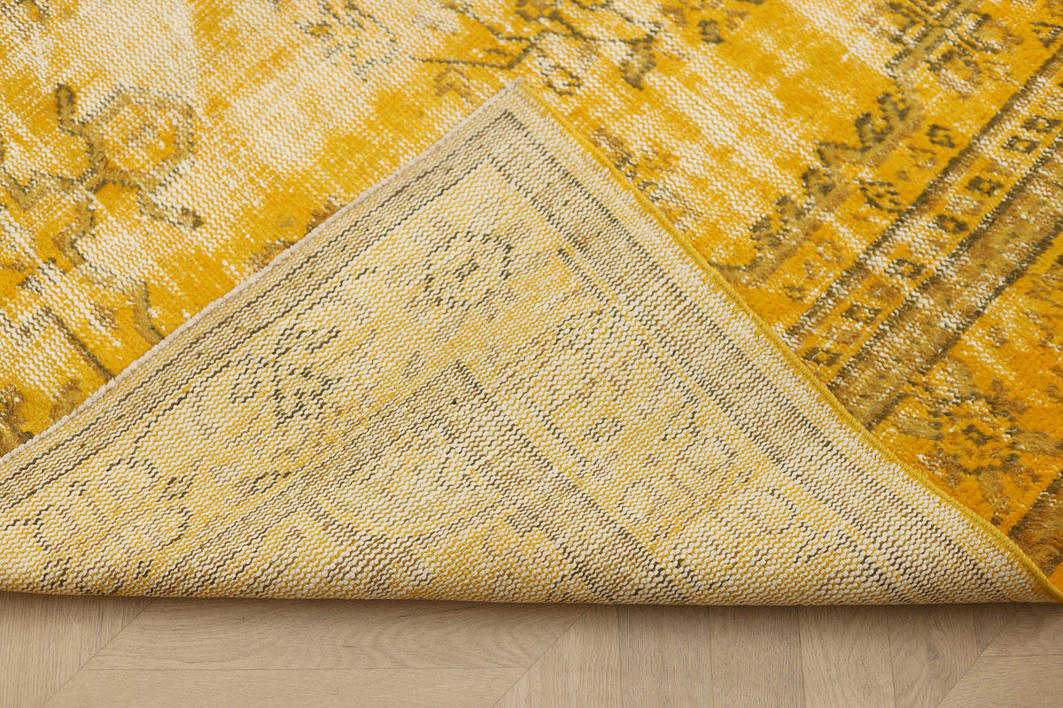 Vintage Manisa Turkish Area Rug 5x9 ft — Yellow Overdyed (No. 40717)