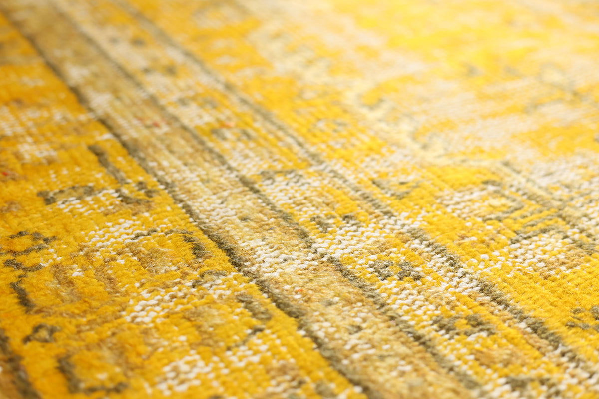 Vintage Manisa Turkish Area Rug 5x9 ft — Yellow Overdyed (No. 40717)