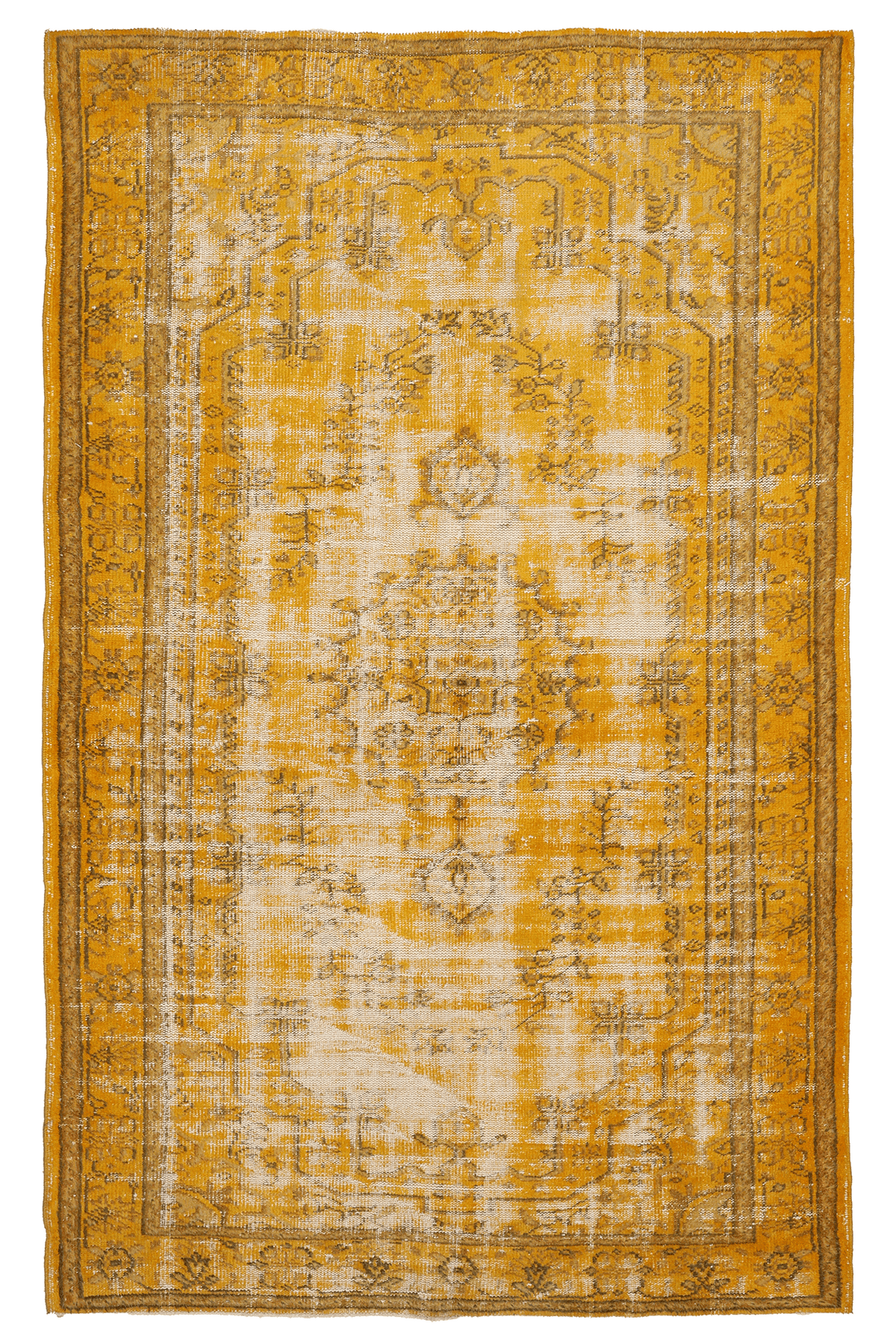 Vintage Manisa Turkish Area Rug 5x9 ft — Yellow Overdyed (No. 40717)