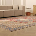 Vintage Isparta Turkish Area Rug 6x9 ft — Orange & Blue Floral (No. 40722)
