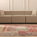Vintage Isparta Turkish Area Rug 6x9 ft — Orange & Blue Floral (No. 40722)