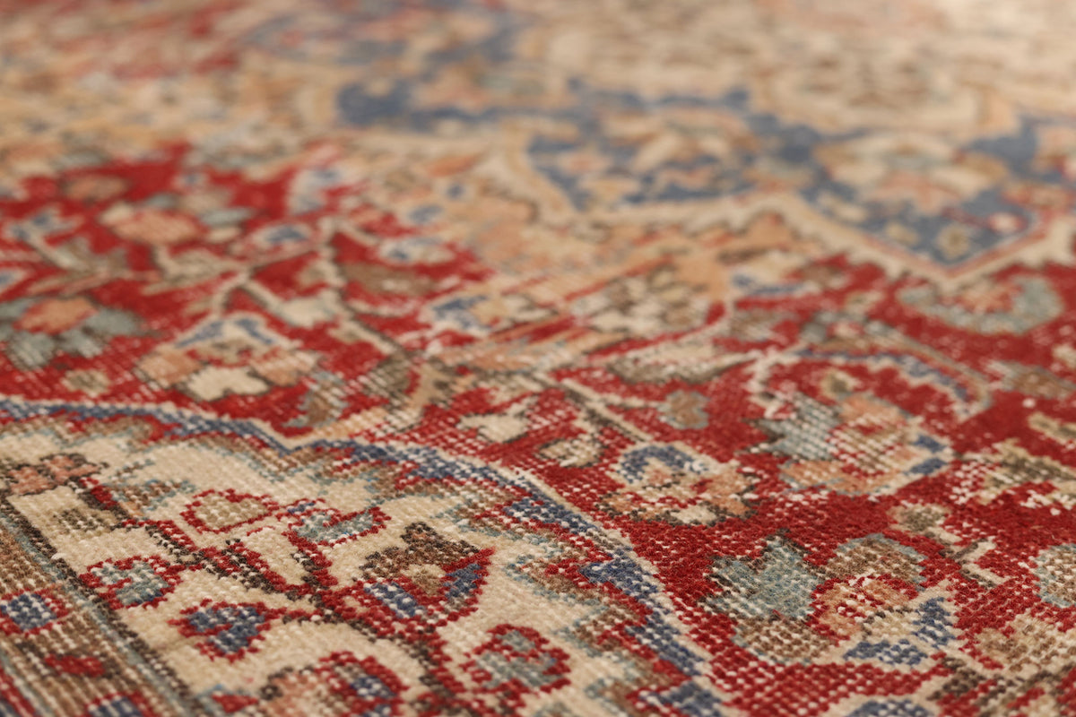 Vintage Isparta Turkish Area Rug 6x9 ft — Orange & Blue Floral (No. 40722)