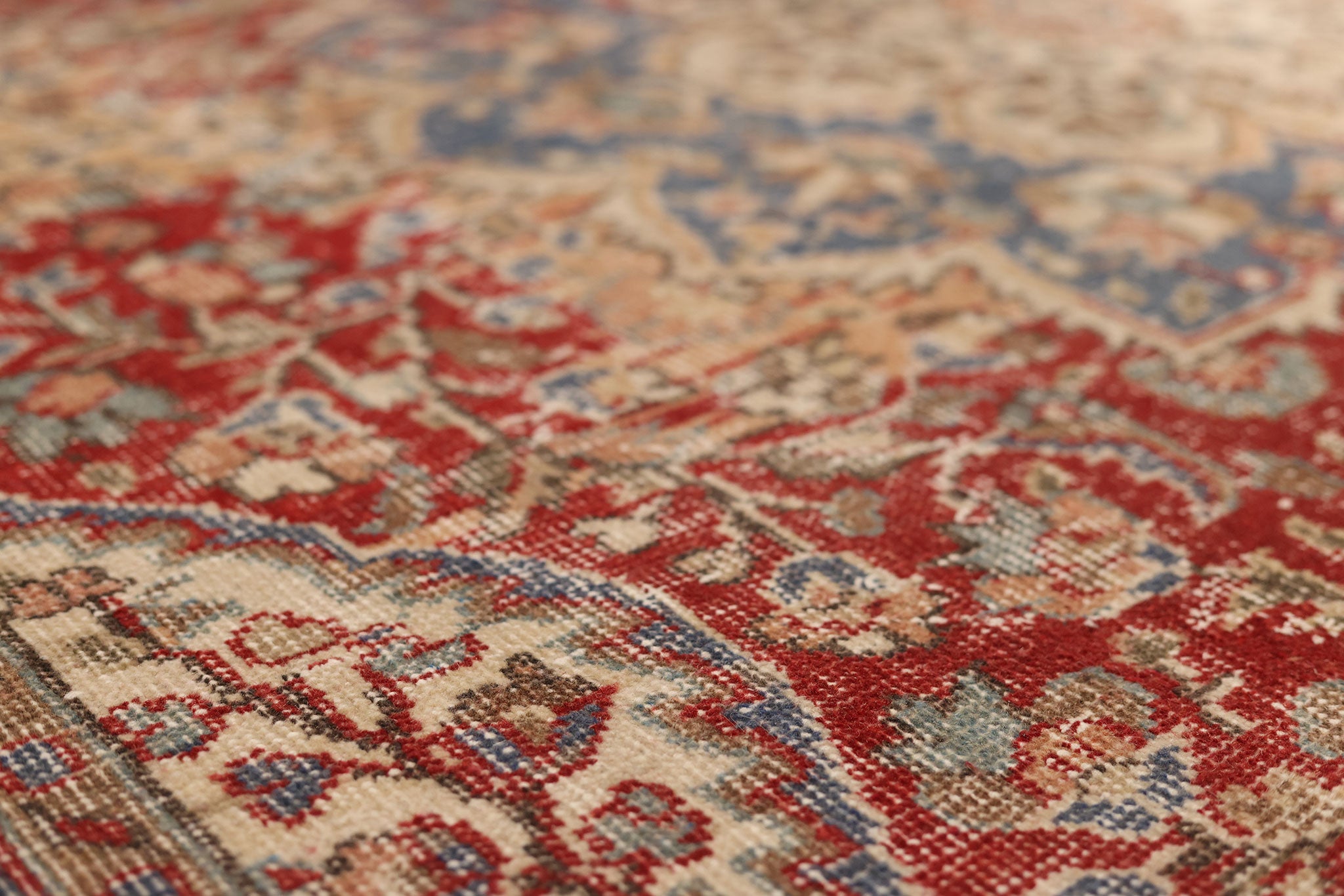 Vintage Isparta Turkish Area Rug 6x9 ft — Orange & Blue Floral (No. 40722)
