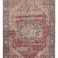 Vintage Isparta Turkish Area Rug 6x9 ft — Orange & Blue Floral (No. 40722)