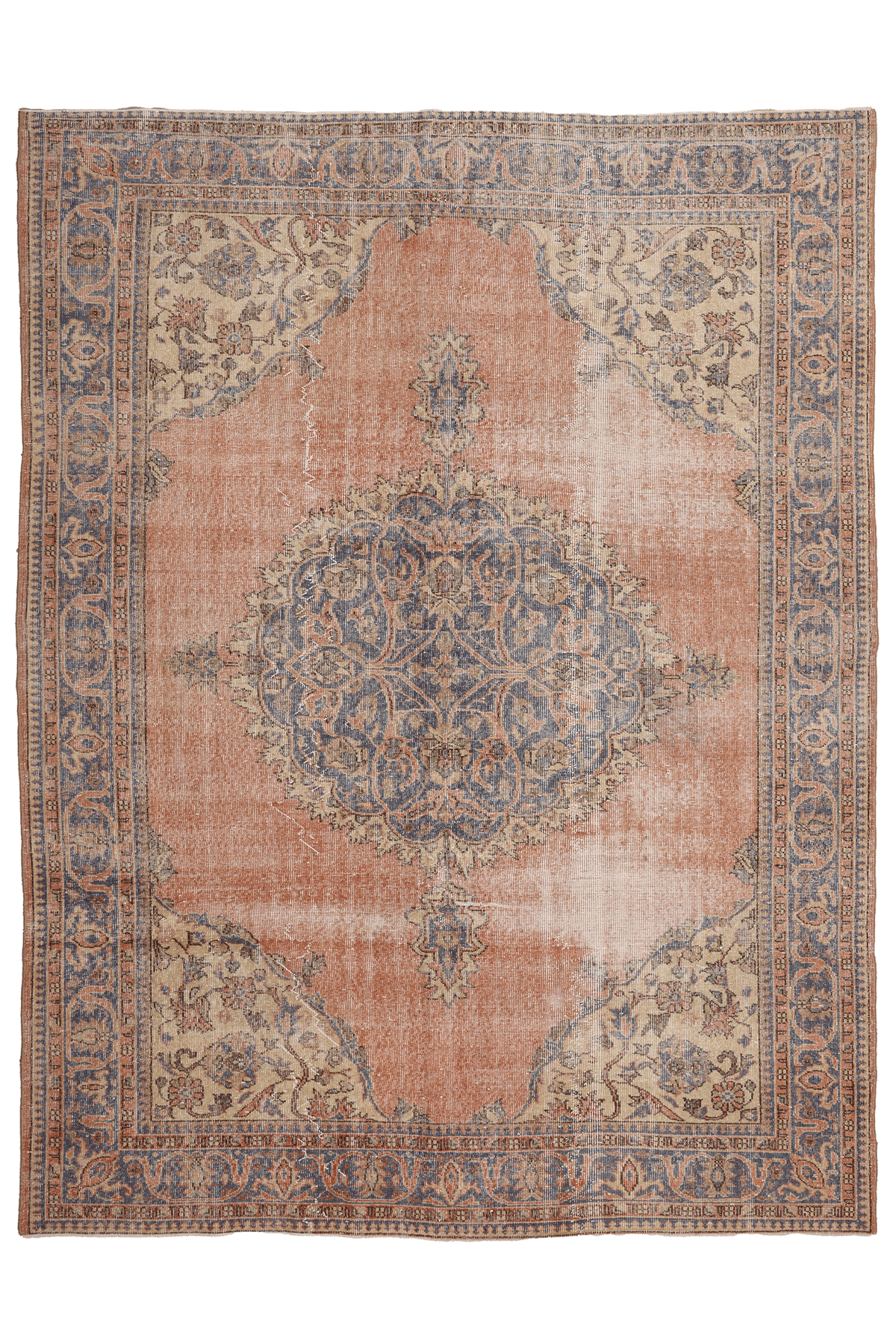 Vintage Isparta Turkish Area Rug 7x9 ft — Red Minimalist