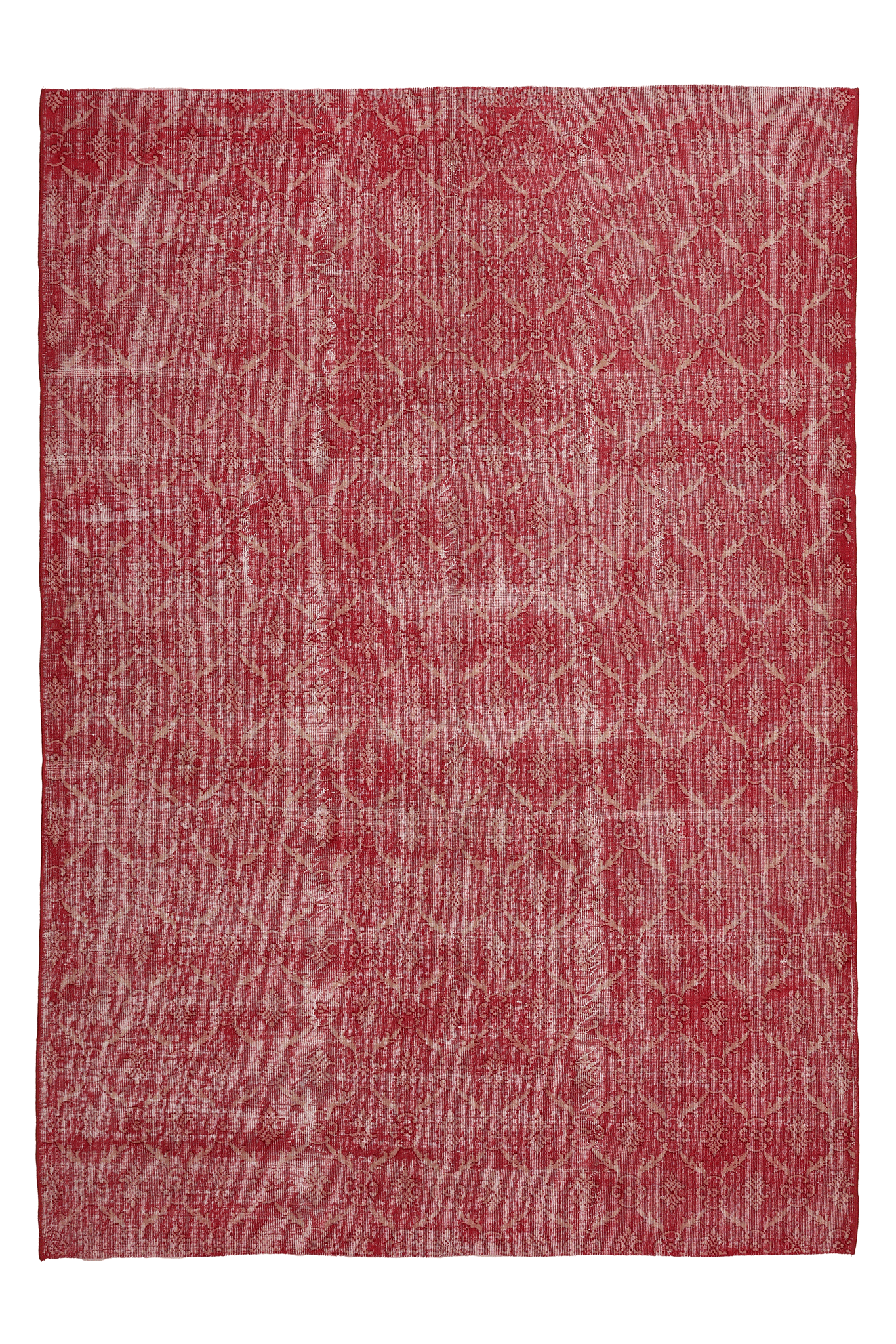 Vintage Isparta Turkish Area Rug 7x10 ft — Red Minimalist