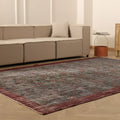 Vintage Isparta Turkish Area Rug 7x10 ft — Gray & Red Floral