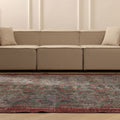 Vintage Isparta Turkish Area Rug 7x10 ft — Gray & Red Floral