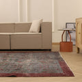 Vintage Isparta Turkish Area Rug 7x10 ft — Gray & Red Floral